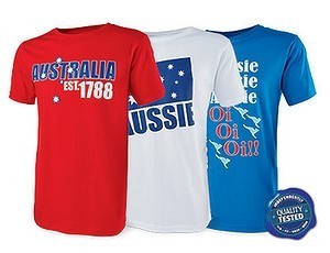 All present and incorrect. T-shirts saying Australia was established in 1788. It wasn't. It was established in 1901.