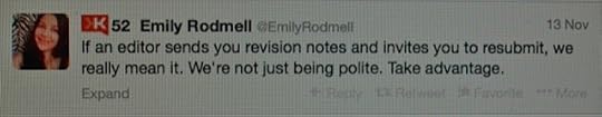Emily's Revisions Tweet