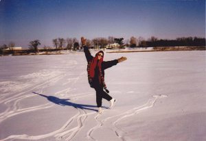Ice skating at George Wyth Lake. It was a big lake, as you can see. One of the cooler experiences of my time in Iowa was getting to skate out in the middle. Our ponds at home rarely froze that solid, much less a lake.