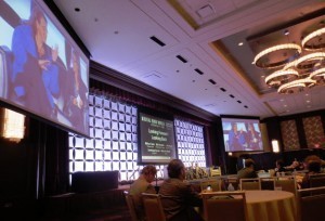 Dominique Raccah is onstage during this panel discussion Wednesday at Digital Book World Conference & Expo. Photo: Porter Anderson