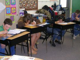 Students in Diamond laboring over their work