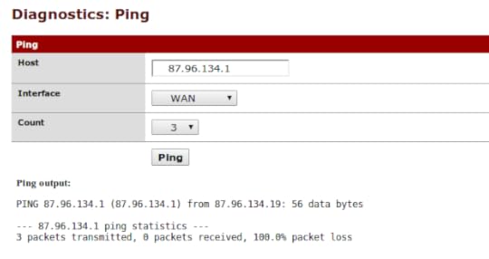Screenshot from firewall showing uplink gateway can't be reached