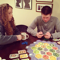 Setting up for second game of Settlers. #DeterminedToWin
