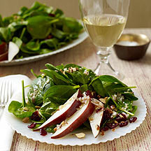 Spinach Salad with Pears Almonds and Cranberries