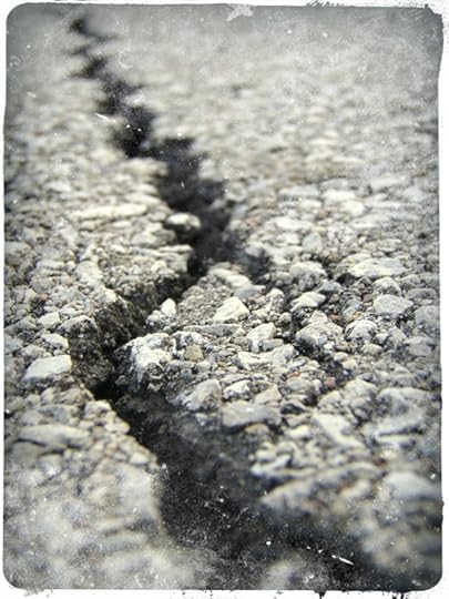 Cracked asphalt / The Greek word for worry means literally "to divide the mind."