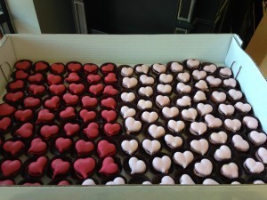 chocolate heart macarons from miel bon bons