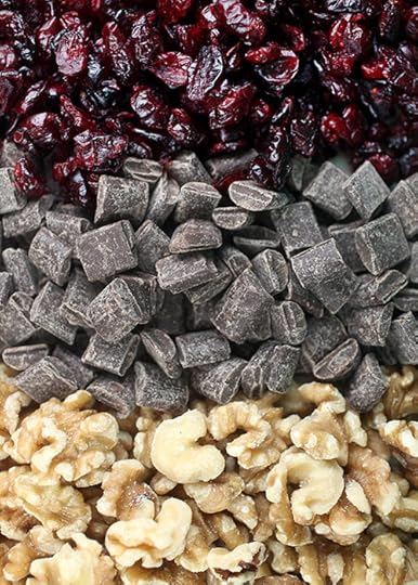 Cranberries, chocolate and walnuts