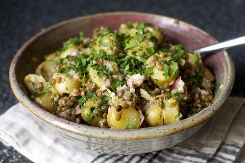 warm lentil and potato salad