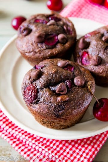 Moist, fudgy 110 calorie chocolate muffins filled with juicy cherries. You won't miss all the calories and fat, trust me!