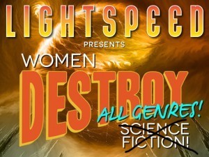 Logo for the Lightspeed Magazine Kickstarter, Women Destroying Science Fiction