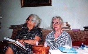 Alice & Elsie January 22,1983. Note the stacks of books- Elsie remained a life long lover of books.