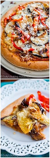 Homemade Roasted Vegetable Pizza on top of my honey-sweetened whole wheat pizza crust. You will love this recipe!