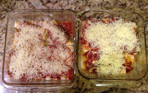 And lest you all think I'd let 'lil starve. She and I made four cheese Manicotti for dinner.