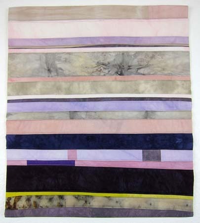 “LineScape #27”, textile painting (hand-dyed fabrics, cotton stitching, cotton batting) © Ayn Hanna.