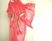 Womens Pink Cotton Scarf. Large Scarves. Pink Coral - sesenarts