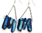 Blue Quartz Trapeze Earrings, Quartz Dangle Earrings - AdamRabbit
