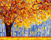 Small Fine Art Poster Print of an Original Abstract Acrylic Painting - October Gold - budanART