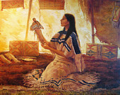 Admiring her Work Original oil painting 18x14 inches - PaintedMoonGallery