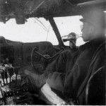 Bing Zhou enjoying a coke in the cockpit, late 1940s