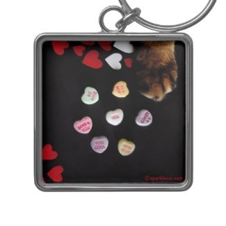 Kitty Candy Hearts Love Keychain