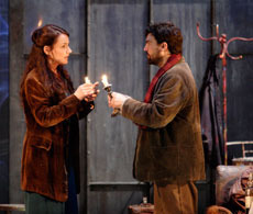 Anita Hartig (Mimi) and Alex Vicens (Rodolfo) in La Boheme Wales Millennium Centre, Cardiff