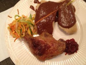 Dinner: the mole sauce was fantastic.
