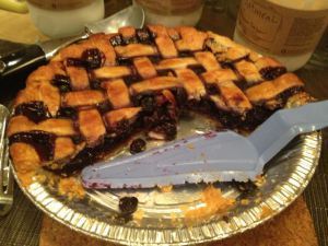 For dessert: blueberry pie.