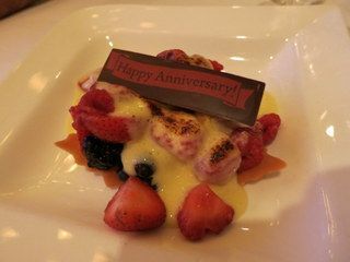 We got a special dessert message on our anniversary.