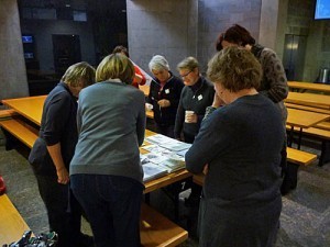 Looking at sketchbooks, laughing and enjoying one another's company