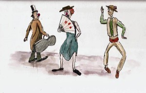 These were part of a large poster of clown caricatures and I thought it might be fun to draw a few of them. It was. Stillman & Birn Zeta (6x9), Wahl-Eversharp pen, Lexington Gray