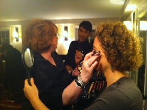 Becky Tuch getting touched up by Elaine Duggan.