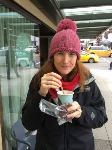 I bet her dog has a matching hat. 