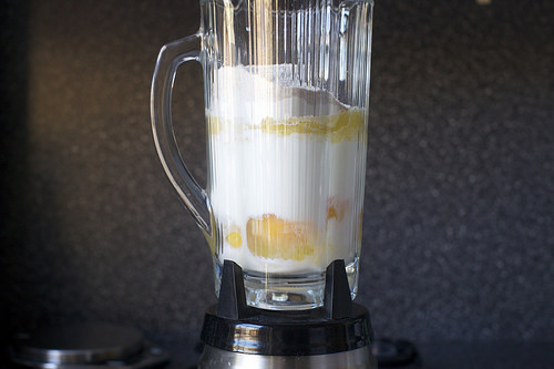 blending the crepe batter