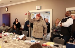 Legendary folk singer Pete Seeger stopped by the Great Lakes-Midwest Joint Council Meeting in Buffalo on Nov. 9. Photo by David Carson.