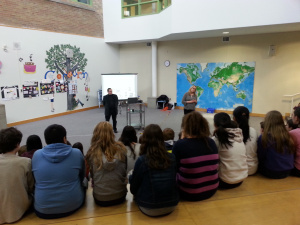 Some odd man presenting to students at Cosburn Middle School. (Actually me...)