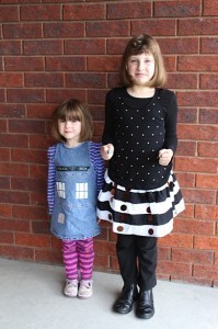 Some good Dalek acting there from the daughter on the right. Daughter on the left just working her adorableness as is right and proper for any TARDIS.