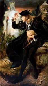 Hamlet sees his father's ghost.