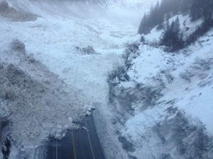 A glacier-sized avalanche at Snow Slide Gulch in Keystone Canyon has blocked the Richardson Highway and cut off the town of Valdez from road access.