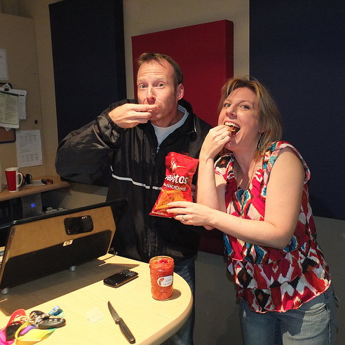 Timmy and Sheila eat our salsa!