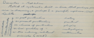Sagan’s notes on Rene Descartes' Meditations on First Philosophy.