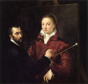 Self-portrait with Bernardino Campi (Sofonisba Anguissola, 1550)