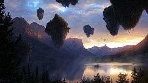 floating-island-sunset-evening-avatar-fantasy-mountain-lake-landscape-nature