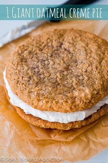This simple recipe makes 1 Giant Oatmeal Creme Pie - like an old-fashioned Little Debbie, but bigger and better!
