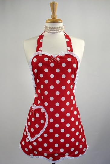 red polka dot apron