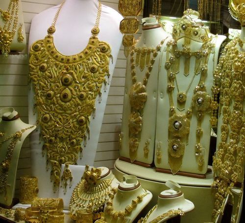 No knockoffs here: this may look like crazy costume jewelry, but it is not. <br />This is the real deal at the gold souq.