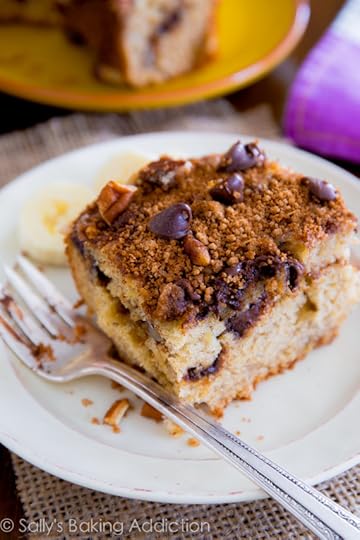 Banana Chocolate Chip Crumb Cake with a thick cinnamon-streusel swirl. The best part about brunch!