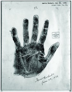 Amelia Earhart's palm print and analysis of her character prepared by Nellie Simmons Meier. June 28, 1933. Manuscript Division.