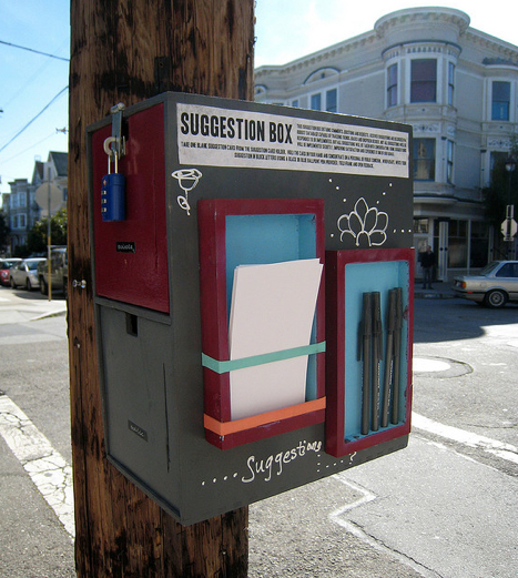 This neighborhood suggestion box has both public and private slots!