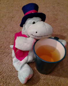 Dashing Mippo surveys a non-alcoholic beverage