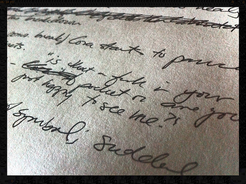 Close up detail of brainstorming pages